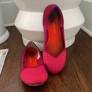 Rothy’s “The Flat” Pink Colorblock Sz 10 Gently Used